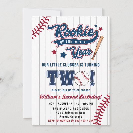 Rookie van het Jaar Honkbal Tweede 2e Verjaardag Kaart (Voorkant)