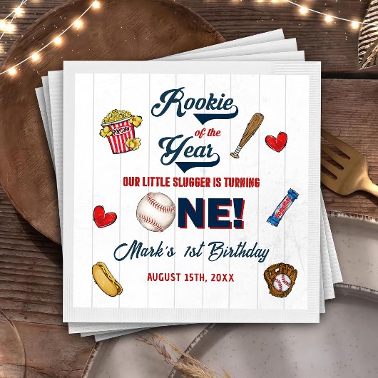 Rookie van het Jaar Honkbal Verjaardags Servetten