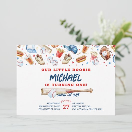 Rookie van het Jaar Honkbal Verjaardagsfeest Kaart (Staand voorkant)