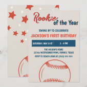 Rookie van het Jaar Honkbal Verjaardagsfeest Kaart (Voorkant / Achterkant)