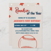 Rookie van het Jaar Honkbal Verjaardagsfeest Save The Date (Voorkant / Achterkant)
