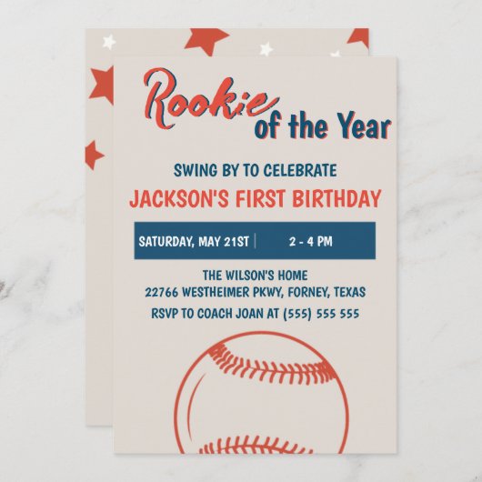 Rookie van het Jaar Honkbal Verjaardagsfeest Save The Date (Voorkant / Achterkant)