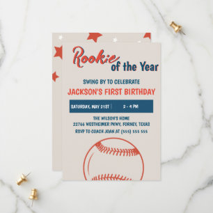 Rookie van het Jaar Honkbal Verjaardagsfeest Save The Date