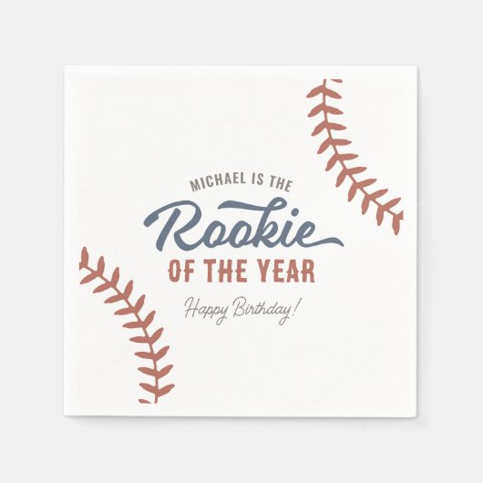 Rookie van het Jaar Honkbal Verjaardagsfeest Servet (Voorkant)
