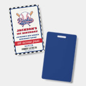 Rookie van het jaar honkbal verjaardagsfeestje badge (Voor- en achterkant)