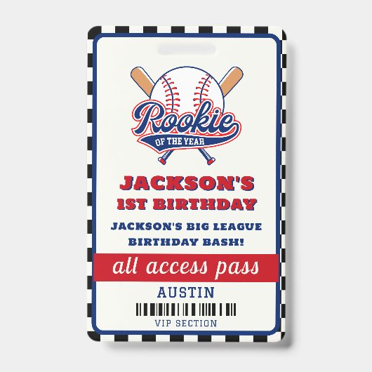 Rookie van het jaar honkbal verjaardagsfeestje badge (Voorkant)