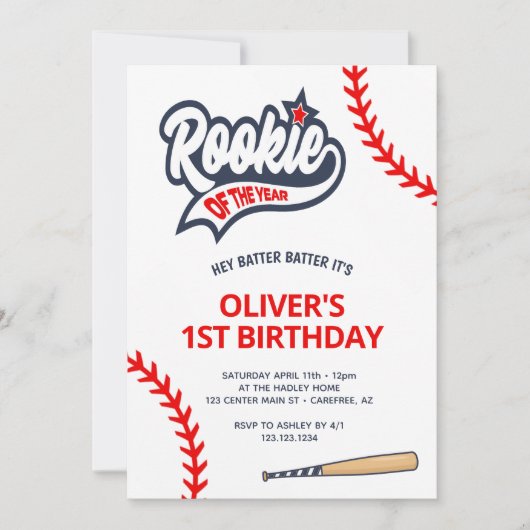 Rookie van het Jaar Jongen's 1e Verjaardag Kaart (Voorkant)