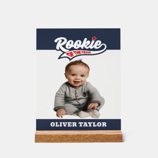 Rookie van het Jaar Kind Foto Acryl Bord (Voorkant)