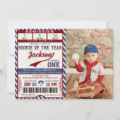 Rookie van het Jaar Verjaardag Baseball Ticket Fot Kaart (Voorkant)