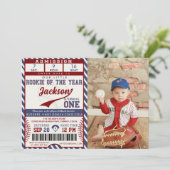 Rookie van het Jaar Verjaardag Baseball Ticket Fot Kaart (Staand voorkant)