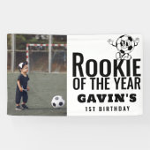 Rookie van het Jaar Voetbal Vinyl Verjaardag Spandoek (Horizontaal)