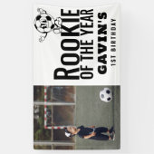 Rookie van het Jaar Voetbal Vinyl Verjaardag Spandoek (Verticaal)