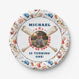 Rookie van het Jaar Waterverf Baseball Verjaardag Papieren Bordje