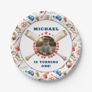 Rookie van het Jaar Waterverf Honkbal Verjaardag Papieren Bordje