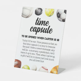 Rookie Year Sports 1st Birthday Time Capsule Reclamebord Met Voetstuk