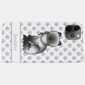 Rookkleurige Perzische Mopshond Tekening & Naam Case-Mate iPhone Case (Achterkant (horizontaal))
