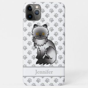 Rookkleurige Perzische Mopshond Tekening & Naam Case-Mate iPhone Case