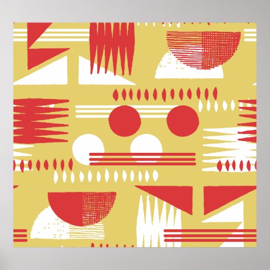 Rookloos geometrisch: geel-rood . poster (Voorkant)
