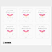 Rookplaat voor baby shower van roze vlinder vierkante sticker (Vel)