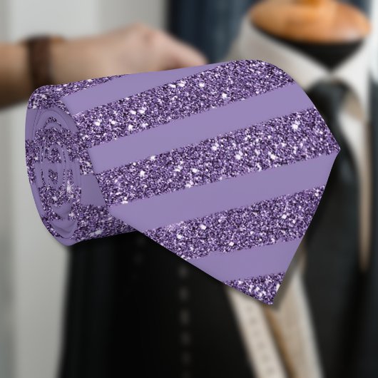 Rookpluim Glitter Horizontale Strepen Stijl Stropdas