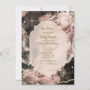 Rookroze sterrenstelsel Aquarel Goud Hemels Baby Kaart