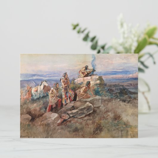 Rooksignaal van Charles Marion Russell Bedankkaart (Staand voorkant)