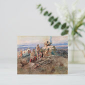 Rooksignaal van Charles Marion Russell Feestdagenkaart (Staand voorkant)