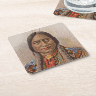 Rooksignalen: Lakota Indian Chief Sitting Bull Kartonnen Onderzetters