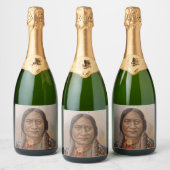 Rooksignalen: Lakota Indian Chief Sitting Bull Sparkling Wijnetiket (Flessen)