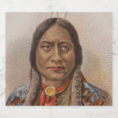 Rooksignalen: Lakota Indian Chief Sitting Bull Sparkling Wijnetiket (Enkel label)