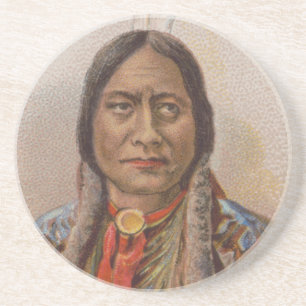 Rooksignalen: Lakota Indian Chief Sitting Bull Zandsteen Onderzetter