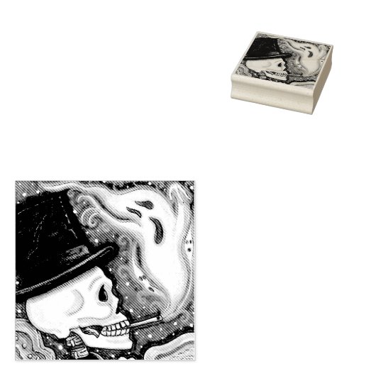 ROOKSKELET, BEGRAAFPLAATS RUBBER STEMPEL (Gestempeld)