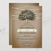 Rookt in Love Rustic Tree String Lights Wedding Kaart (Voorkant / Achterkant)