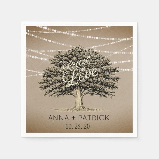 Rookt in Love Rustic Tree String Lights Wedding Servet (Voorkant)