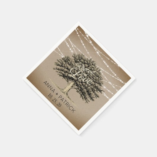 Rookt in Love Rustic Tree String Lights Wedding Servet (Hoek)