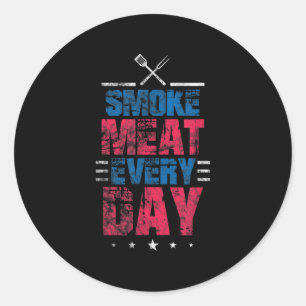 Rookvlees Dagelijks Grappig Patriottisch Barbeque  Ronde Sticker