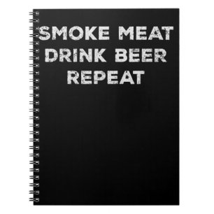Rookvlees Drink Bier Herhaal Grappige BBQ-liefhe Notitieboek