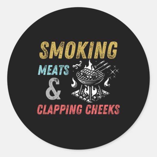 Rookvlees en klappende wangen Grappig BBQ vlees Ronde Sticker (Voorkant)