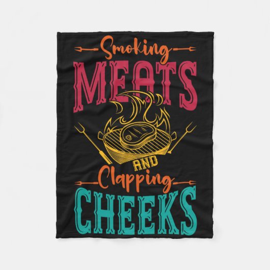 Rookvlees en klappende wangen Grappig BBQ vlees S Fleece Deken (Voorkant)