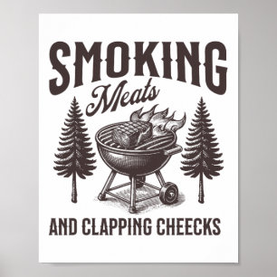 Rookvlees en klappende wangen Grappig BBQ vlees S Poster