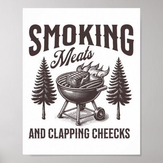 Rookvlees en klappende wangen Grappig BBQ vlees S Poster (Voorkant)