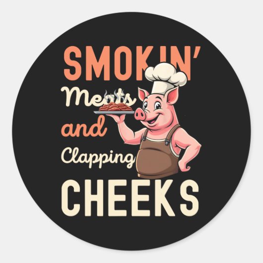Rookvlees en klappende wangen Grappige barbecue BB Ronde Sticker (Voorkant)