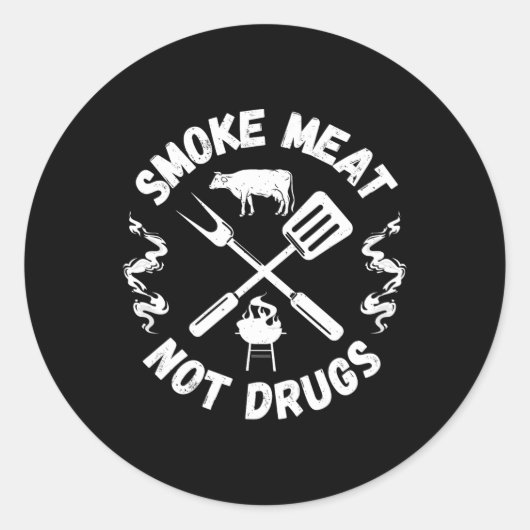 Rookvlees Geen Drugs - Roeque Grillen BBQ Pitmast Ronde Sticker (Voorkant)