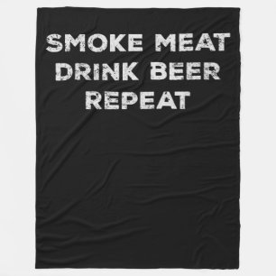 RookvleesDrink Rook Bier herhalen Funny BBQ Love Fleece Deken