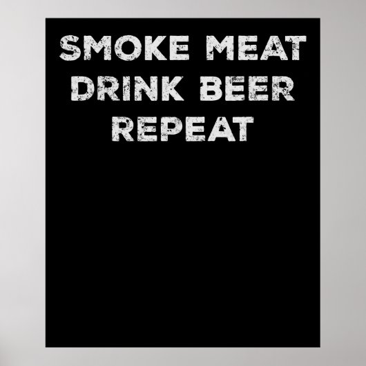 RookvleesDrink Rook Bier herhalen | Funny BBQ Love Poster (Voorkant)