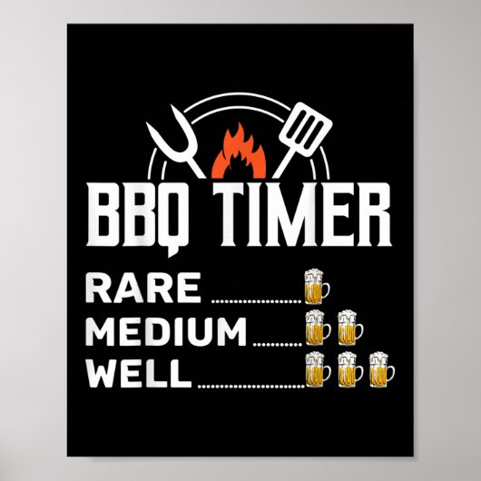 Rookvleesliefhebber BBQ Timer Funny Beer Drink Ba Poster (Voorkant)