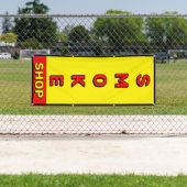 Rookwinkel Reclame Rood Geel Zwart Spandoek (Insitu)