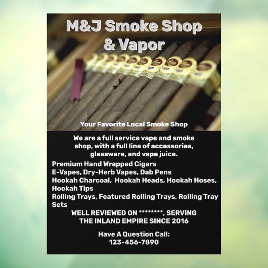 Rookwinkel-reclame voor voorkant aanpassen raamsticker (Vel 3)