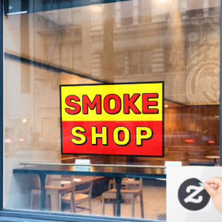Rookwinkel Rood Geel Zwart Advertentie Raamsticker
