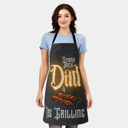 Roolling Funny Quote stand back Papa grilling Schort (Gedragen)